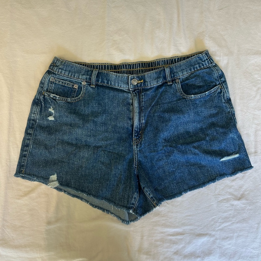 Aerie XL elastic waistband cotton denim shorts